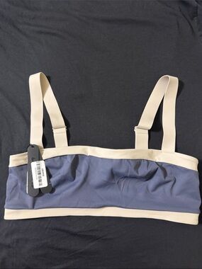 SKIMS Navy and Beige Stretch Bandeau Bralette